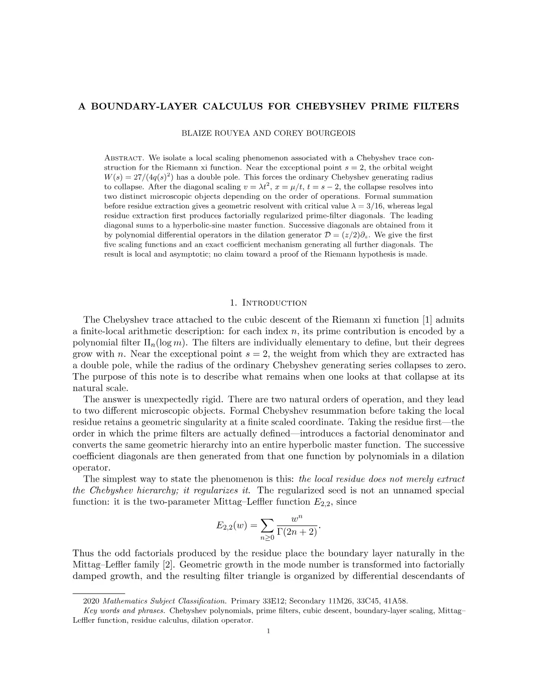 A Boundary-Layer Calculus for Chebyshev Prime Filters - First page preview